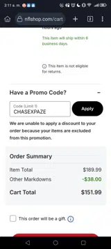 CHASEXPAZE coupon verification screenshot
