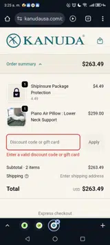 HOLIDAY25 coupon verification screenshot