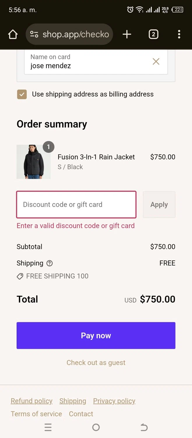 Kanuk discount code screenshot showing code kanuk20 applied at Kanuk checkout page. Uploaded by SimplyCodes community member Garou_Y2K on Sep 3, 2025