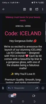 Iceland coupon verification screenshot