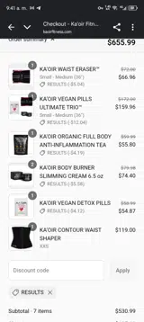 Ka'oir Fitness coupon verification screenshot