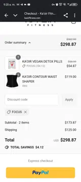 Ka'oir Fitness coupon verification screenshot