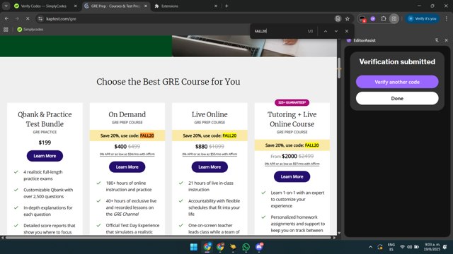Kaplan checkout page showing Kaplan promo code box | Screenshot taken by SimplyCodes community member on Aug 19, 2025