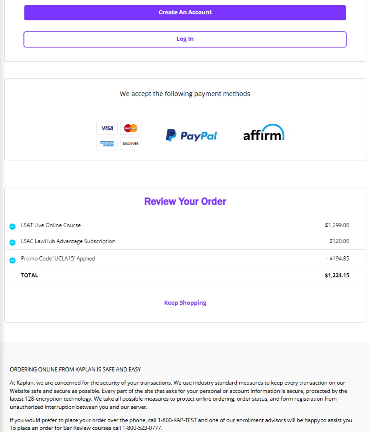 where to use Kaplan promo code box