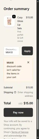 MIA10 coupon verification screenshot