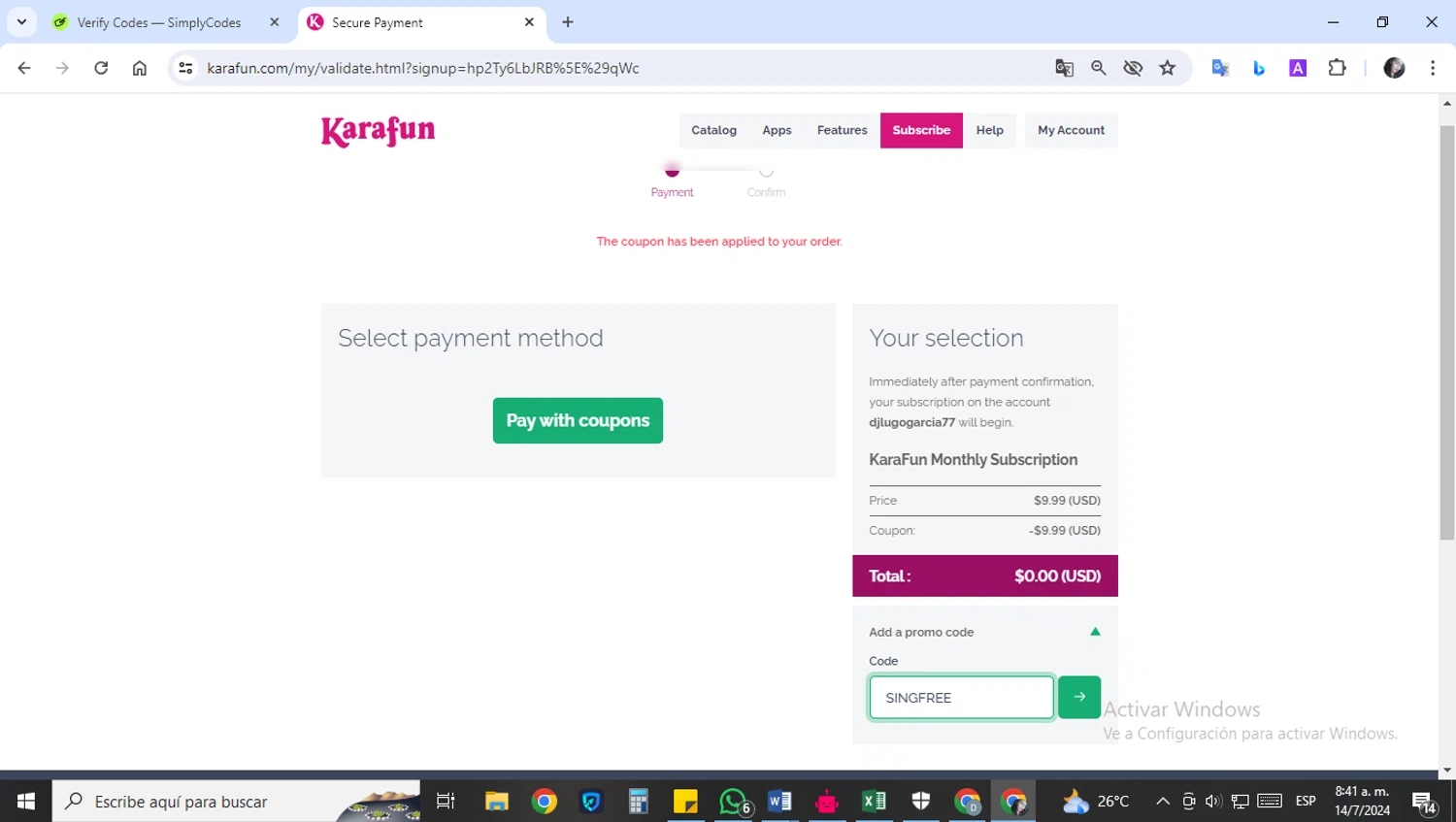 how to use KaraFun coupons