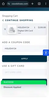 Karavel Shoes coupon verification screenshot
