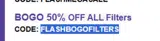 FLASHBOGOFILTERS coupon verification screenshot