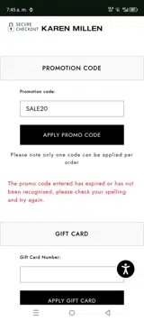 SALE20 coupon verification screenshot