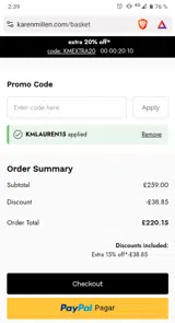 KMLAUREN15 coupon verification screenshot