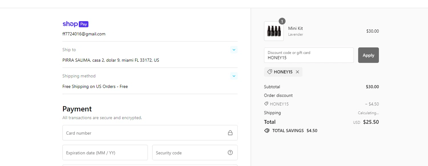 where to use Kari Gran promo code box
