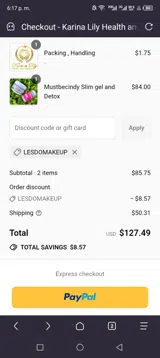 Karina Lily coupon verification screenshot