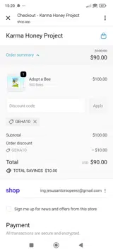 GEHA10 coupon verification screenshot