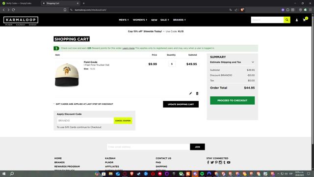 Karmaloop checkout page showing Karmaloop promo code box | Screenshot taken by SimplyCodes community member on Aug 29, 2025