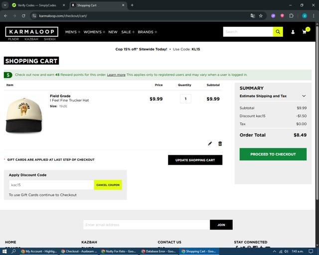 Karmaloop checkout page showing Karmaloop promo code box | Screenshot taken by SimplyCodes community member on Sep 13, 2025