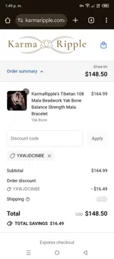 YXWJDCINBE coupon verification screenshot