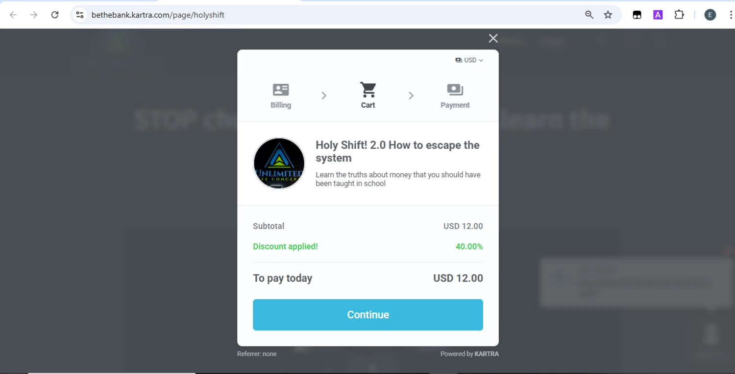 Kartra promo code screenshot showing code NATESDAY applied at Kartra checkout page. Uploaded by SimplyCodes community member SilverKnight4465 on Apr 23, 2025