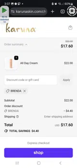 BRENDA coupon verification screenshot