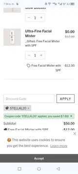 stellaL20 coupon verification screenshot