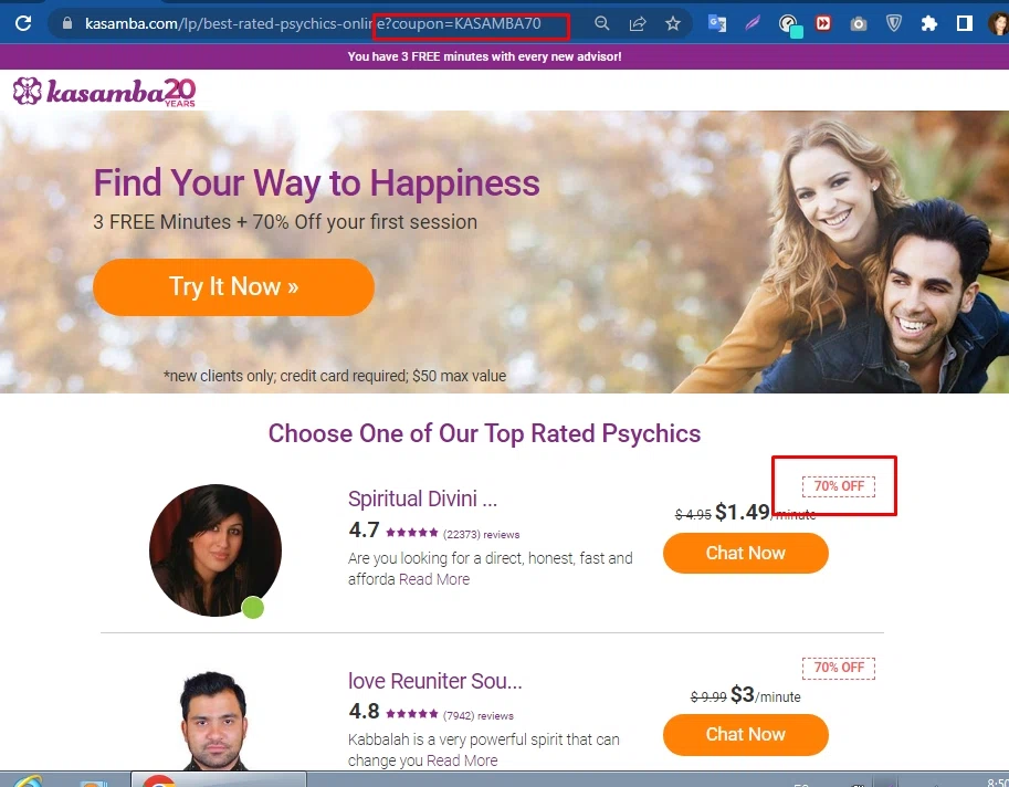 where to use Kasamba promo code box