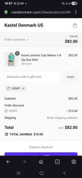 Kastel Denmark US coupon verification screenshot
