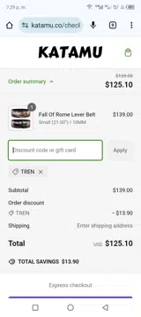 Katamu coupon verification screenshot