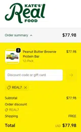 Kate's Real Food coupon verification screenshot