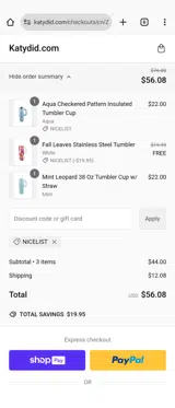 NICELIST coupon verification screenshot