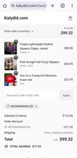 NEONWRANGLER coupon verification screenshot