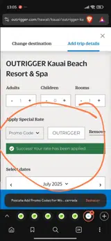 OUTRIGGER coupon verification screenshot