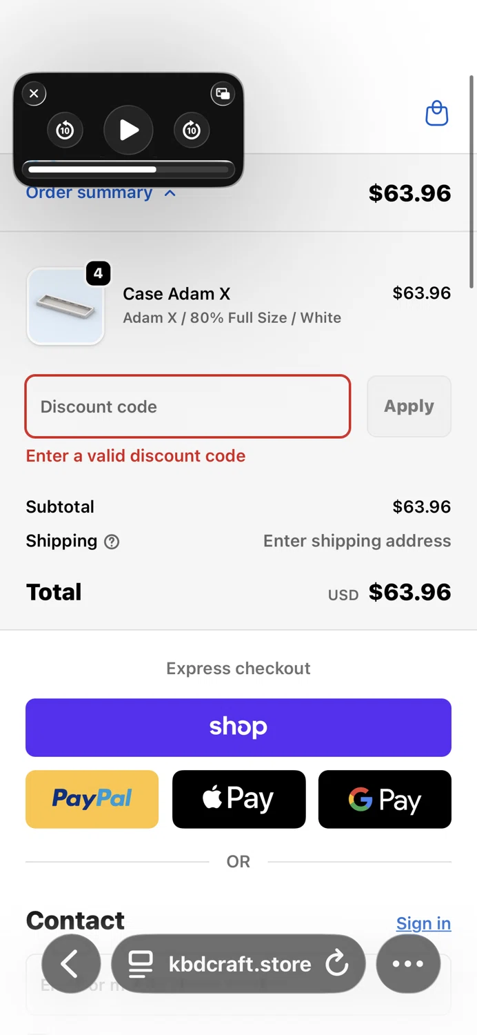 KBDcraft discount code screenshot showing code MUMUKEEBS applied at KBDcraft checkout page. Uploaded by SimplyCodes community member Woodstock on Oct 27, 2025