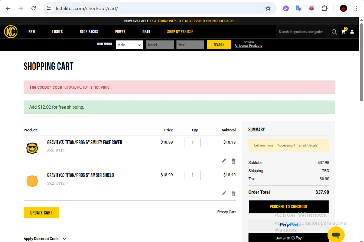 KC Hilites discount code screenshot showing code CRAIGKC10 applied at KC Hilites checkout page. Uploaded by SimplyCodes community member Francisco01 on Oct 11, 2025
