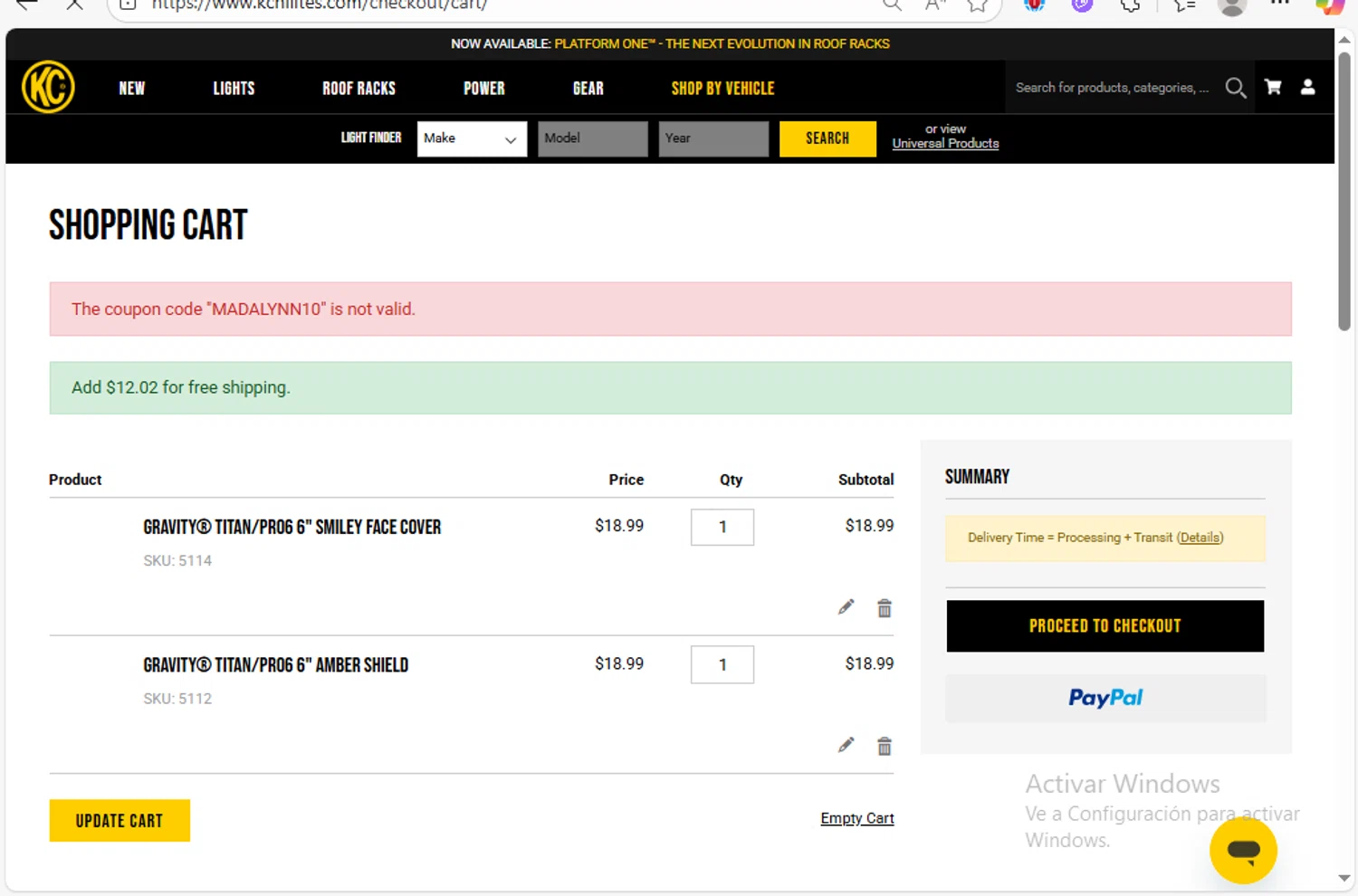 KC Hilites discount code screenshot showing code MADALYNN10 applied at KC Hilites checkout page. Uploaded by SimplyCodes community member Franco20 on Oct 11, 2025