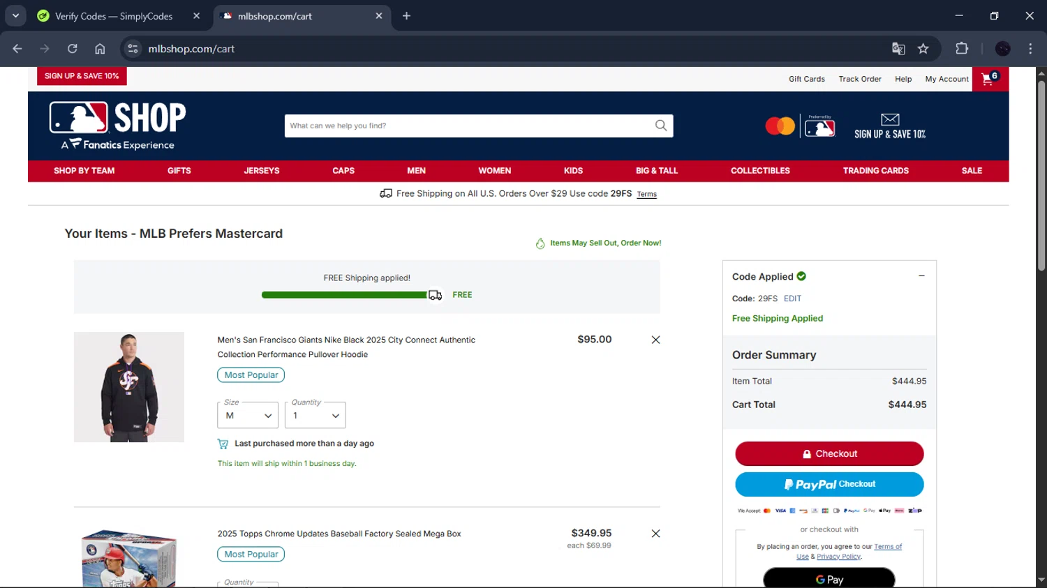 Kansas City Royals checkout page showing Kansas City Royals coupon code box | Screenshot taken by SimplyCodes community member on Jan 7, 2026