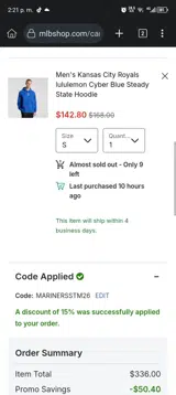 Kansas City Royals coupon verification screenshot