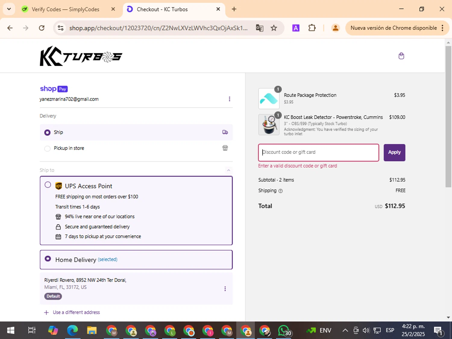 KC Turbos discount code screenshot showing code BRICKMONSTER applied at KC Turbos checkout page. Uploaded by SimplyCodes community member TreasurePro466 on Feb 25, 2025