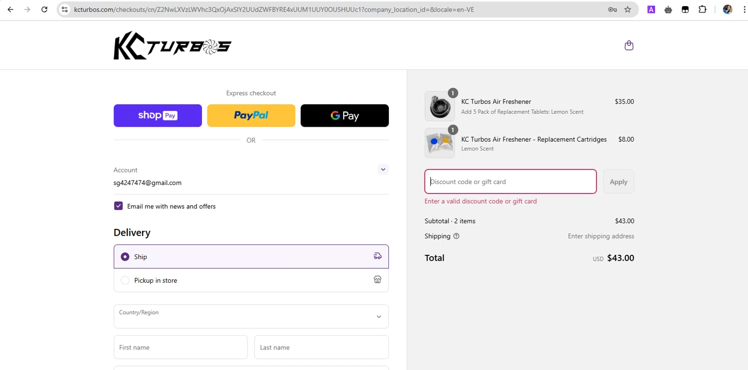 KC Turbos discount code screenshot showing code SLOW6BLOW applied at KC Turbos checkout page. Uploaded by SimplyCodes community member YHLQMDLGN on May 14, 2025