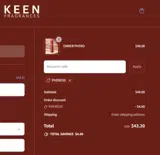 KEEN Fragrances coupon verification screenshot