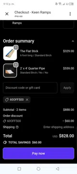 60off500 coupon verification screenshot