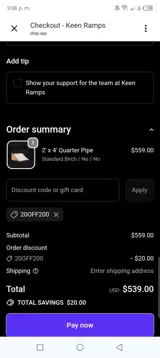 20off200 coupon verification screenshot