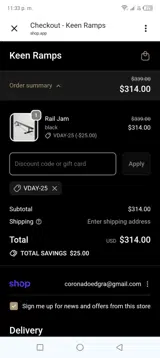 Vday-25 coupon verification screenshot