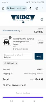 Baby-jaz coupon verification screenshot