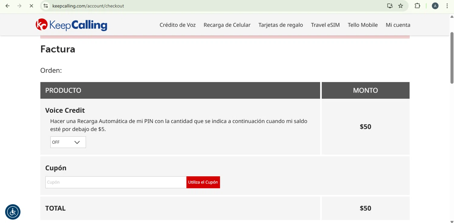 KeepCalling coupon code screenshot showing code NICELIST5 applied at KeepCalling checkout page. Uploaded by SimplyCodes community member SaleSentinel7319 on Dec 9, 2025