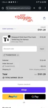THANKYOU20 coupon verification screenshot