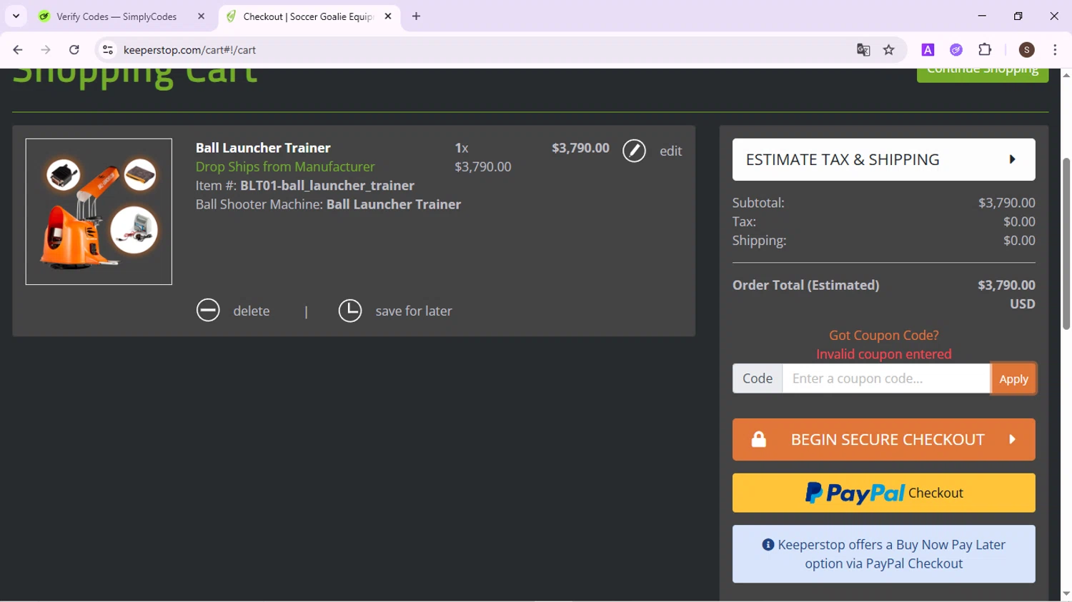 Keeperstop promo code screenshot showing code md25 applied at Keeperstop checkout page. Uploaded by SimplyCodes community member QuestPhoenix2794 on Jun 22, 2025