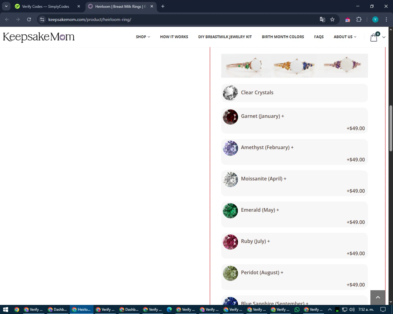 KeepsakeMom promo code screenshot showing code Sydney20 applied at KeepsakeMom checkout page. Uploaded by SimplyCodes community member RoyalEagle4794 on Apr 20, 2025