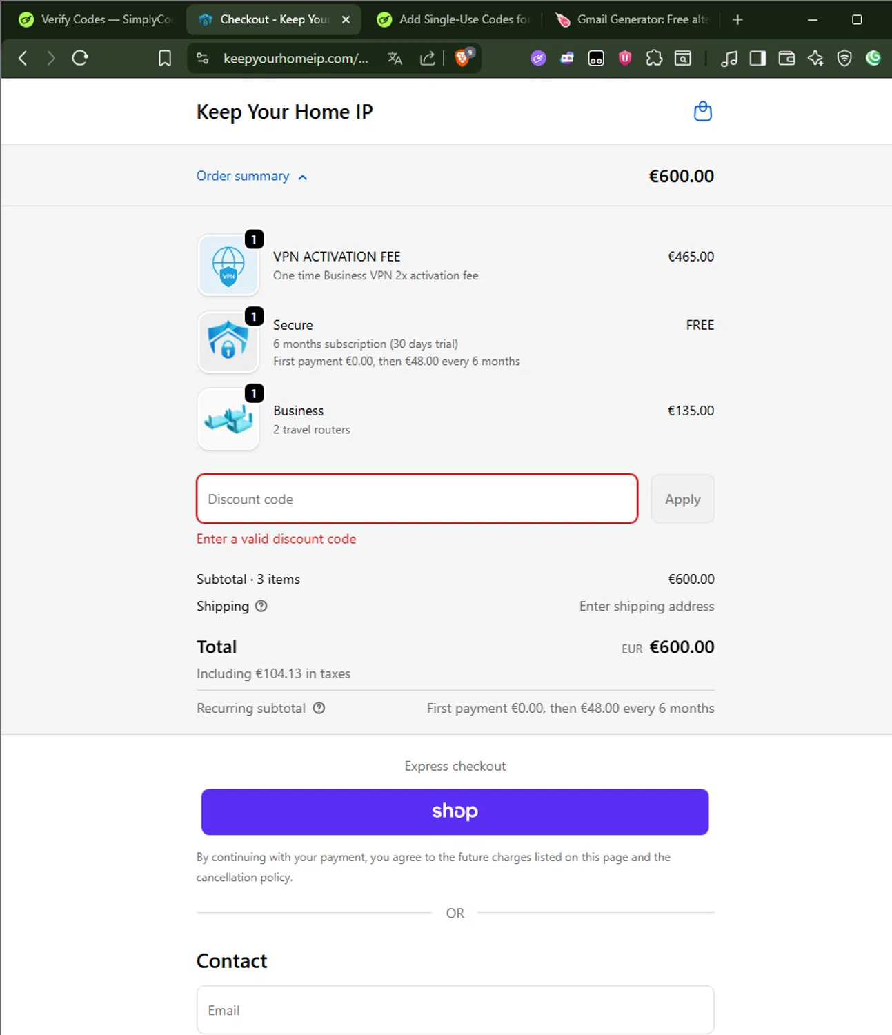 Keep Your Home IP promo code screenshot showing code cyber10 applied at Keep Your Home IP checkout page. Uploaded by SimplyCodes community member AliceLidell on Nov 2, 2025