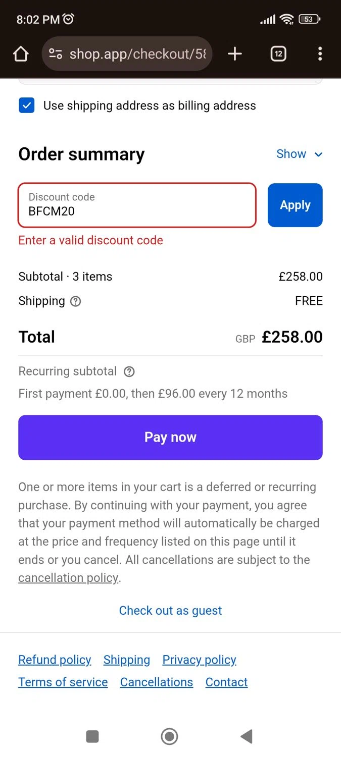 Keep Your Home IP promo code screenshot showing code BFCM20 applied at Keep Your Home IP checkout page. Uploaded by SimplyCodes community member juliocoronel038ef0f on Nov 28, 2025