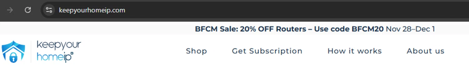 Keep Your Home IP promo code screenshot showing code BFCM20 applied at Keep Your Home IP checkout page. Uploaded by SimplyCodes community member argenygalvez on Nov 27, 2025