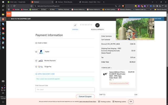 KEH Camera checkout page showing KEH Camera discount code box | Screenshot taken by SimplyCodes community member on Apr 15, 2025